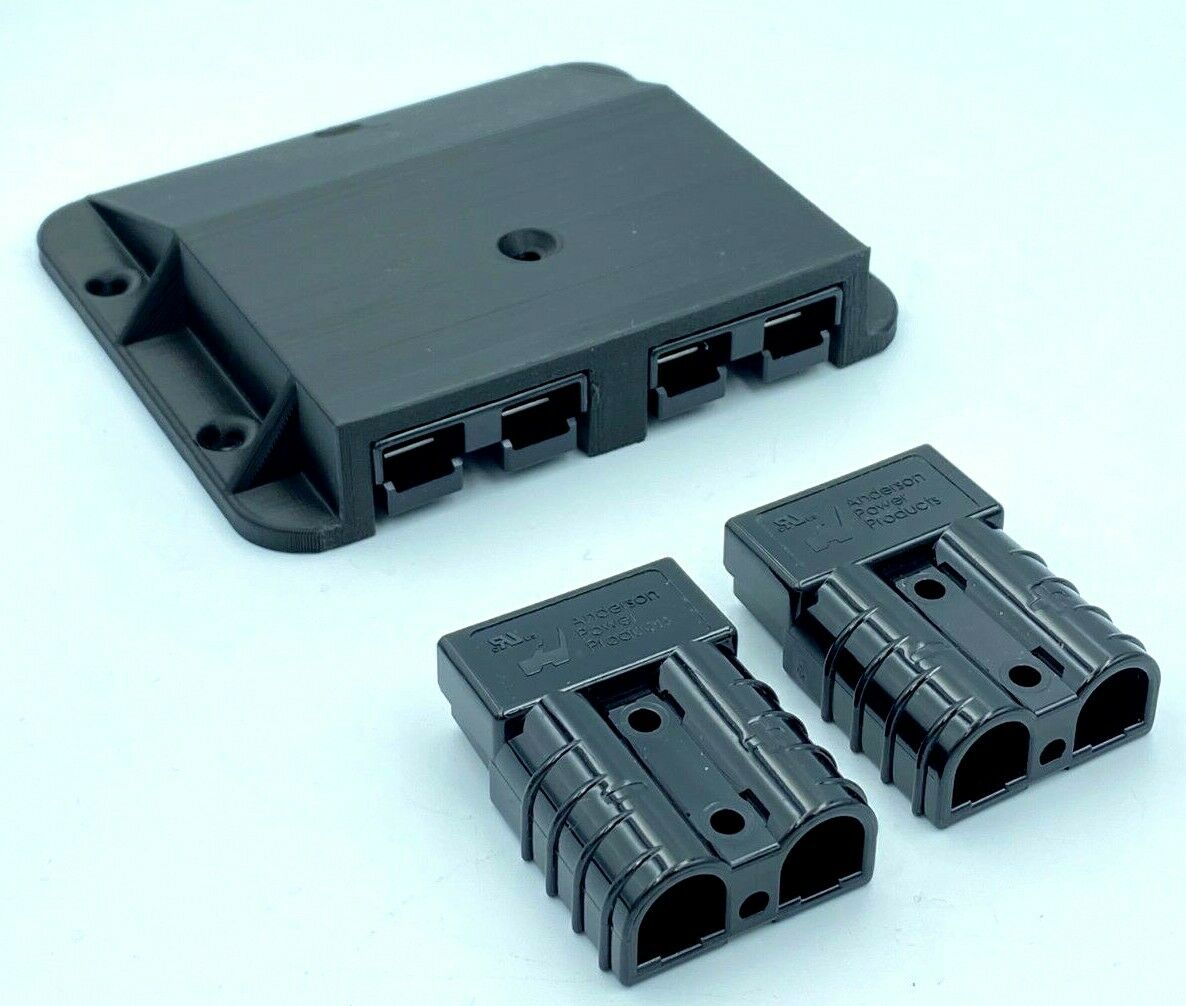 Double Anderson Plug Surface Mount External Kit + x4 Black 50 Amp plug