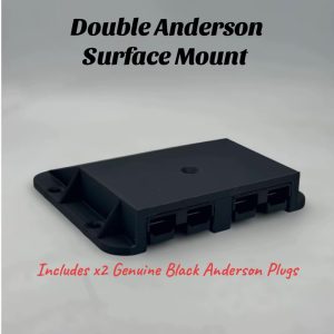 Double Anderson Plug Surface Mount External Kit + x2 Black 50 Amp plug + Bolts