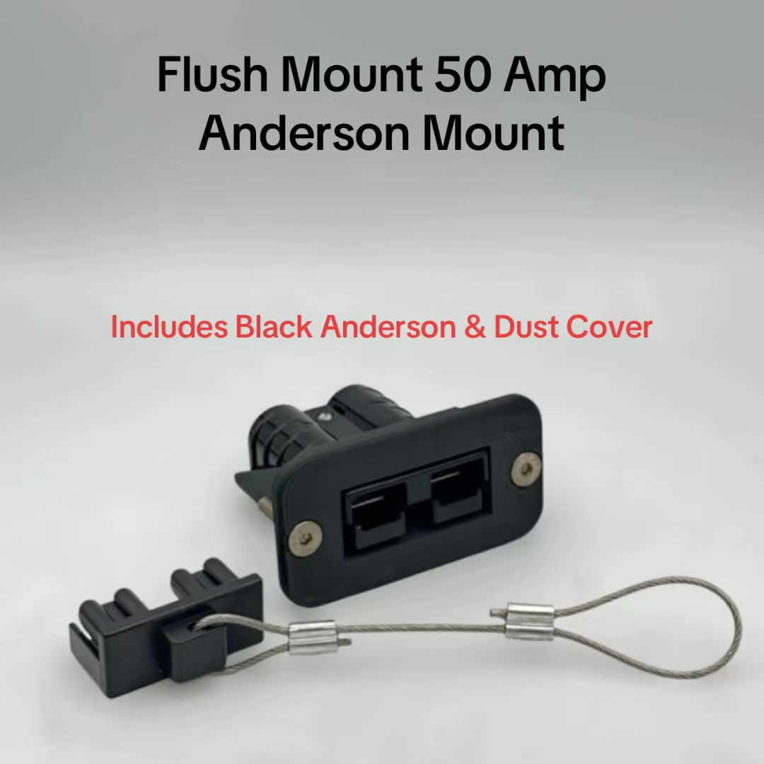 50Amp Anderson Plug flush Mount countersunk Mount Gen Black 50Amp Plug inc Cap