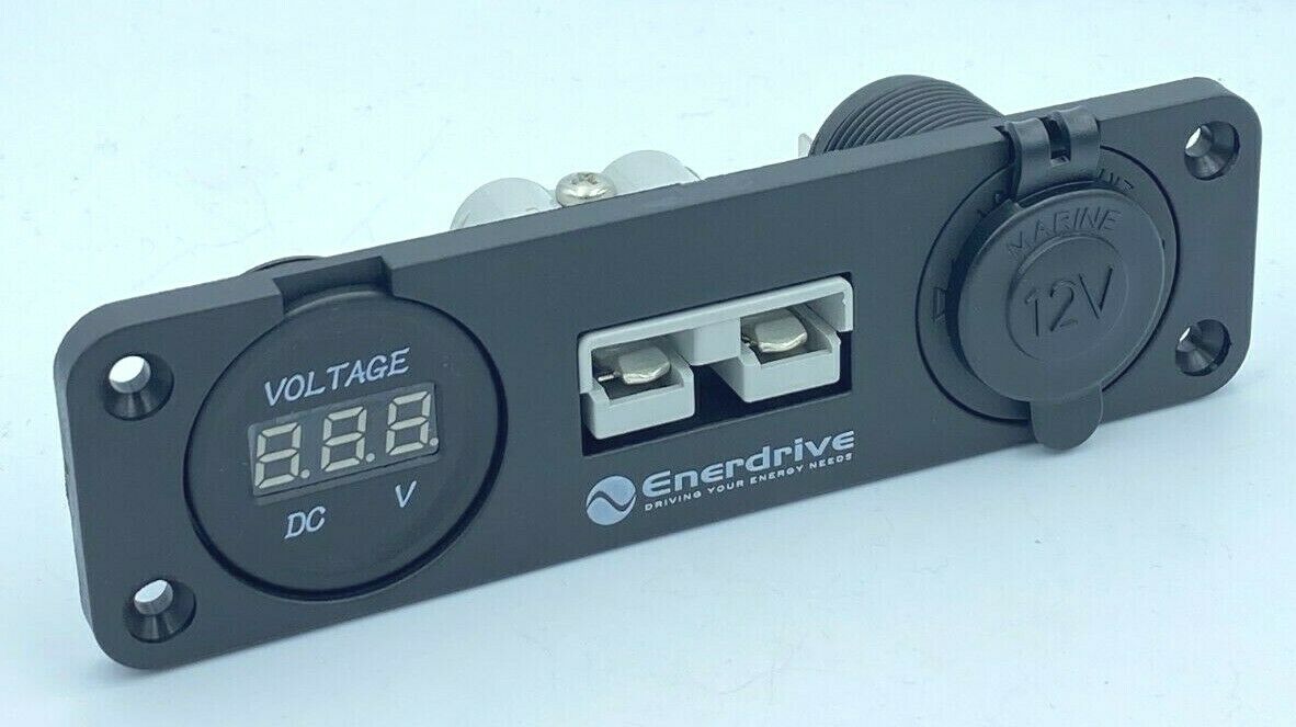 ENERDRIVE 50Amp Anderson Plug Flush Mount faceplate Voltage Gauge Cig Acc Socket