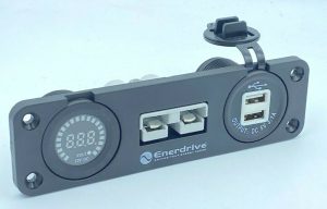 ENERDRIVE 50Amp Anderson Plug Flush Mount faceplate Volt Gauge Dual USB Socket