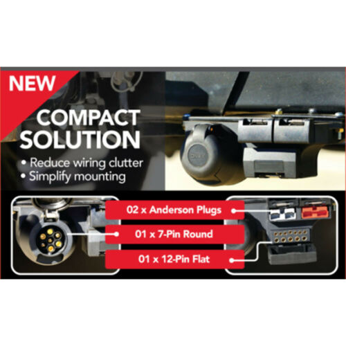 12 pin flat 7pin round trailer sockets + x2 50Amp Anderson plug mounting bracket - Image 2