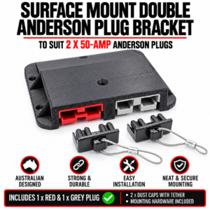 Double Anderson Plug Surface Mount External Kit + Red & Grey 50 Amp plug + caps