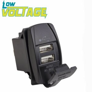 Carling size Waterproof Dual USB Car Charger Blue Led Socket Outlet 3.1 Amp 12v