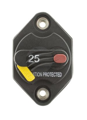 MINI 25 AMP Circuit Breaker Panel Mount Flush Mount Manual Reset 10-32 V