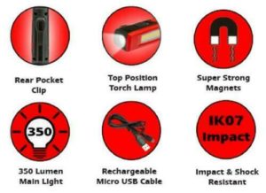 LED Autolamps Rechargeable LED Pocket Flood Light 350 Lumens Li-Ion Battery - Image 2