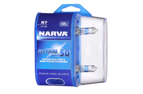 TWIN PACK - Narva H7 Globe 55W Halogen Plus 50 Sapphire 12V H7 Bulb