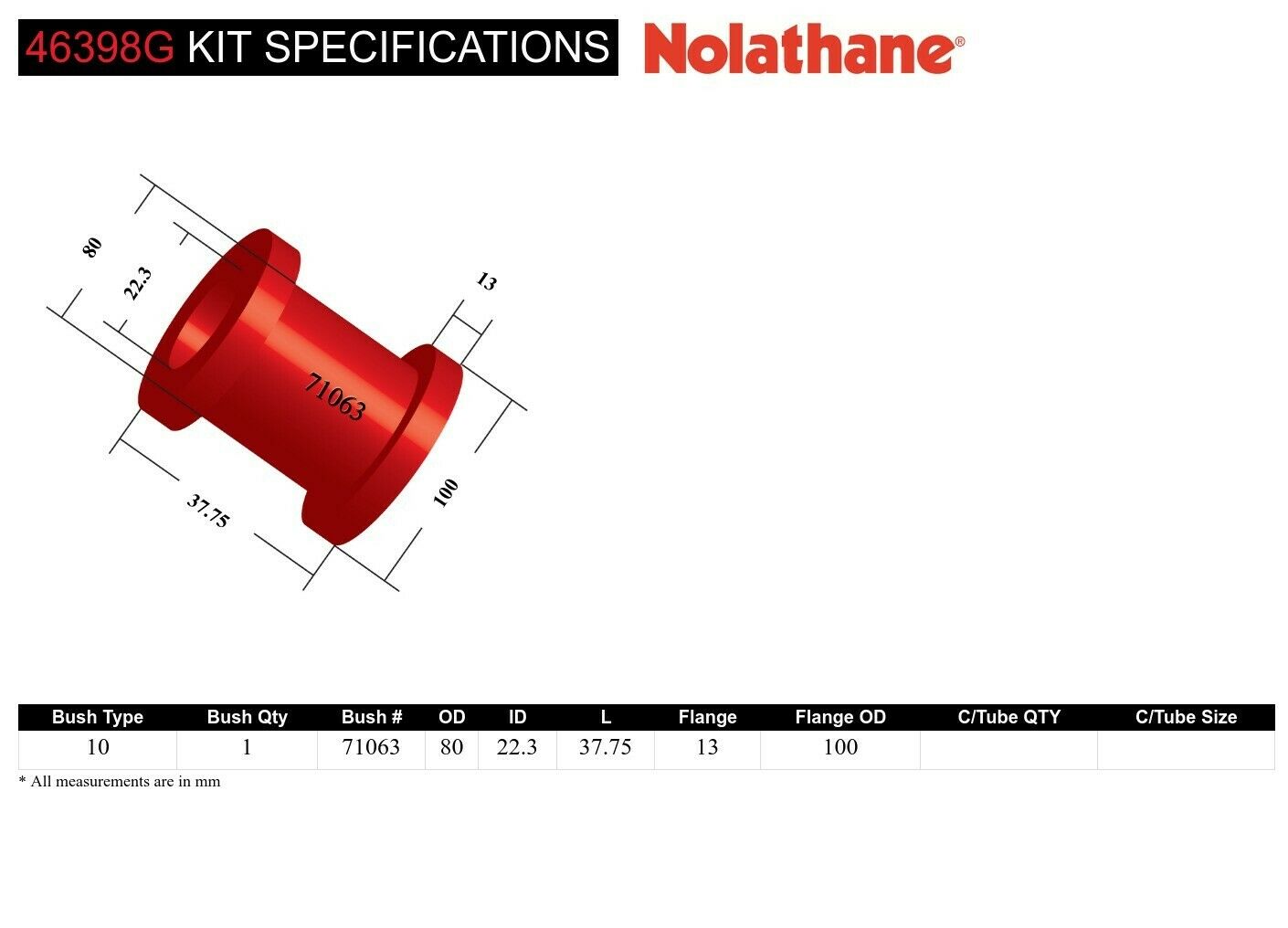 x1 Nolathane Rear Trailing Arm Centre Pivot Bushing suits HONDA CIVIC & INTEGRA - Image 4