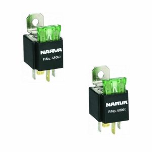 x2 Narva 30 Amp Relay Fuse Protected 4 Pin, 12 Volt 30A Relay 68060BL