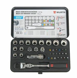 WURTH Push-through socket Ratchet wrench assortment 36 pcs set