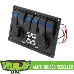 HULK 4x4 Prewired 6 WAY SWITCH PANEL WITH 50A PLUGS ACC POWER SOCKET & USB