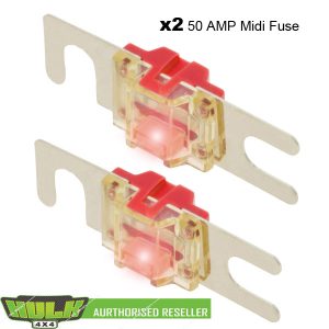 LED Midi Fuse Twin Pack 50 Amp to suit Camper/4x4 Anderson plug cable protection