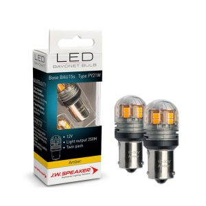 JW Speaker LED PY21W BAU15s BRIGHT AMBER Bulbs for Indicator Turn Signal (PAIR)