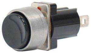 PUSH BUTTON MOMENTARY SWITCH BLACK BUTTON N/O 10AMP @ 12V 2 BLADE TERMINALS