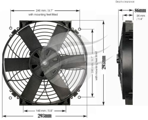 DAVIES CRAIG 12" 12v Push or Pull (reversible blades) Thermo Electric Fan - Image 2