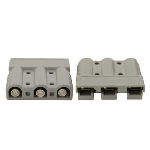 A PAIR of 3 PIN 50A POWER CONNECTOR GREY ANDERSON STYLE PLUG