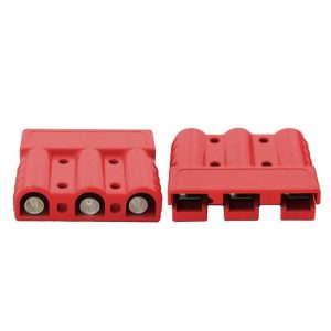 A PAIR of 3 PIN 50A POWER CONNECTOR RED ANDERSON STYLE PLUG