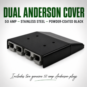 Stainless Powder coated BLACK Twin Surface Mount 50 Amp Anderson Plug + Grey