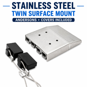 Stainless Steel Twin Surface Mount 50 Amp Anderson Plug Cover + x2 Grey & Dust