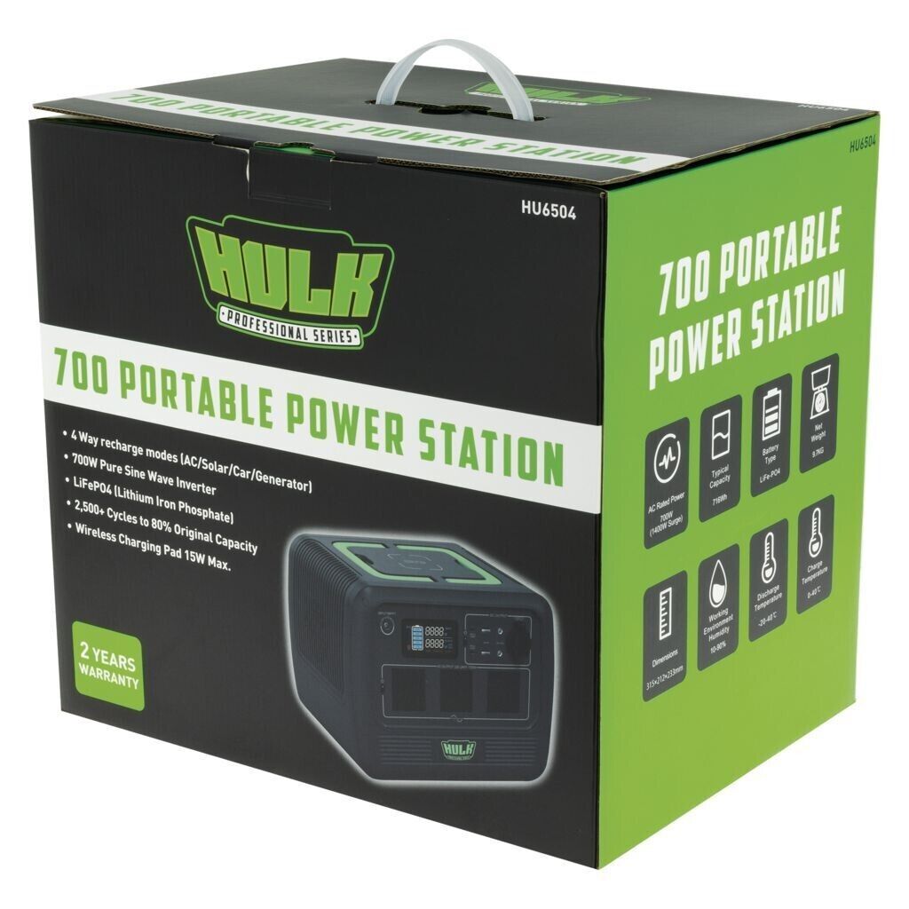 HULK 4x4 PORTABLE HUB CUBE POWER STATION (Inc 700W PURE SINE INVERTER) HS Autoparts