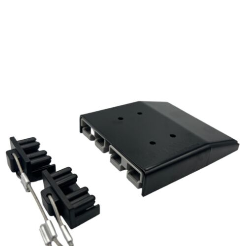 Stainless Powder coated BLACK Twin Surface Mount 50 Amp Anderson + Grey & Caps