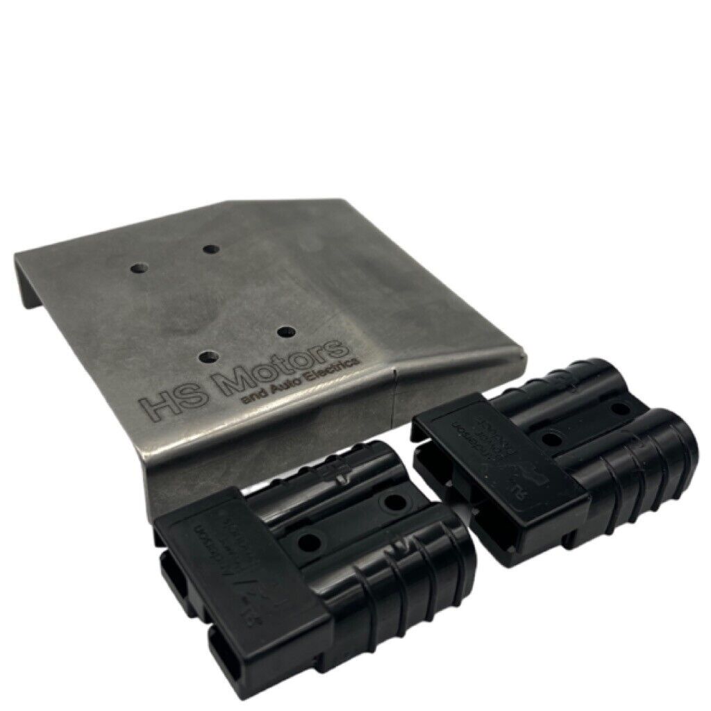 Stainless Steel Twin Surface Mount 50A Anderson Plug Cover + x2 BLACK Plug & Cap - Image 3