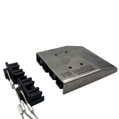 Stainless Steel Twin Surface Mount 50A Anderson Plug Cover + x2 BLACK Plug & Cap