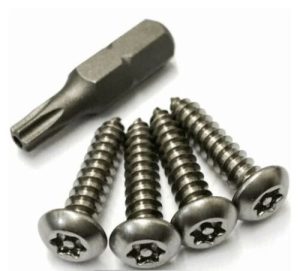 x4 STAINLESS STEEL ANTI THEFT SECURITY TORX NUMBER PLATE - screws + torx bit