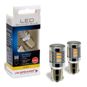 JW Speaker LED PY21W Bulb 12/24v Bayonet Base Amber Light -Twin Pack