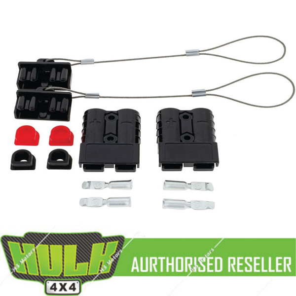 x2 Anderson style plugs BLACK 50Amp CONNECTOR KIT inc 2 Dust covers and grommets