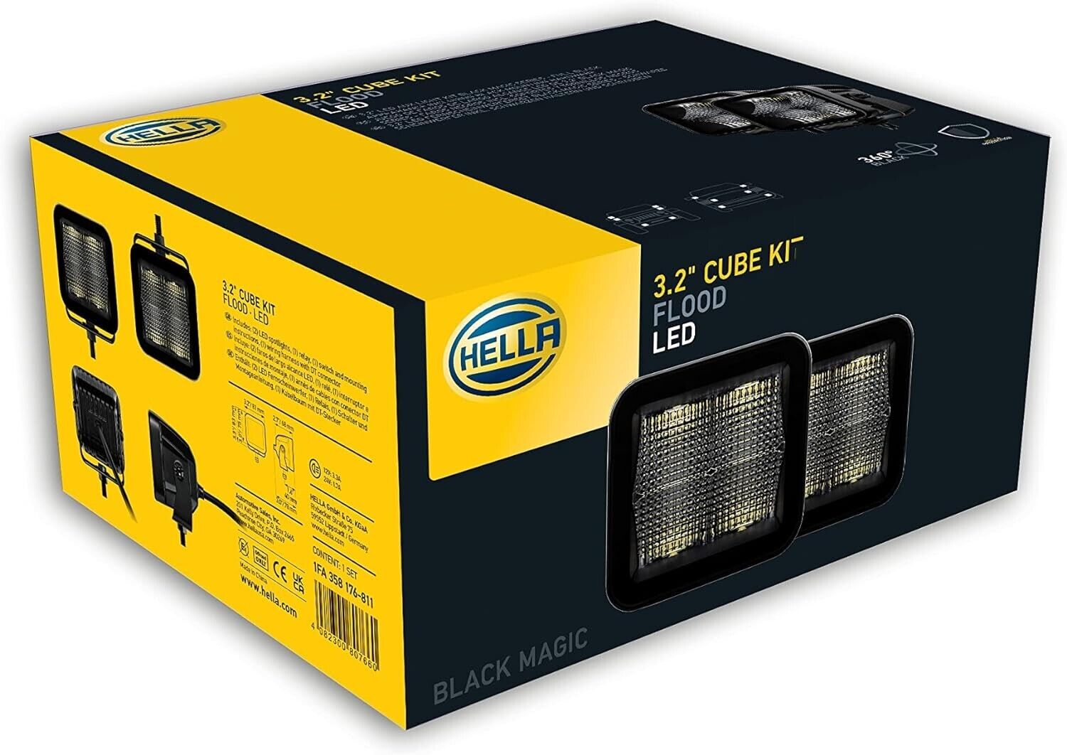 x 2 40W HELLA LED CUBE LIGHT FLOOD BEAM 10-30V 3000LM IP69 LIGHTS KIT - Image 6