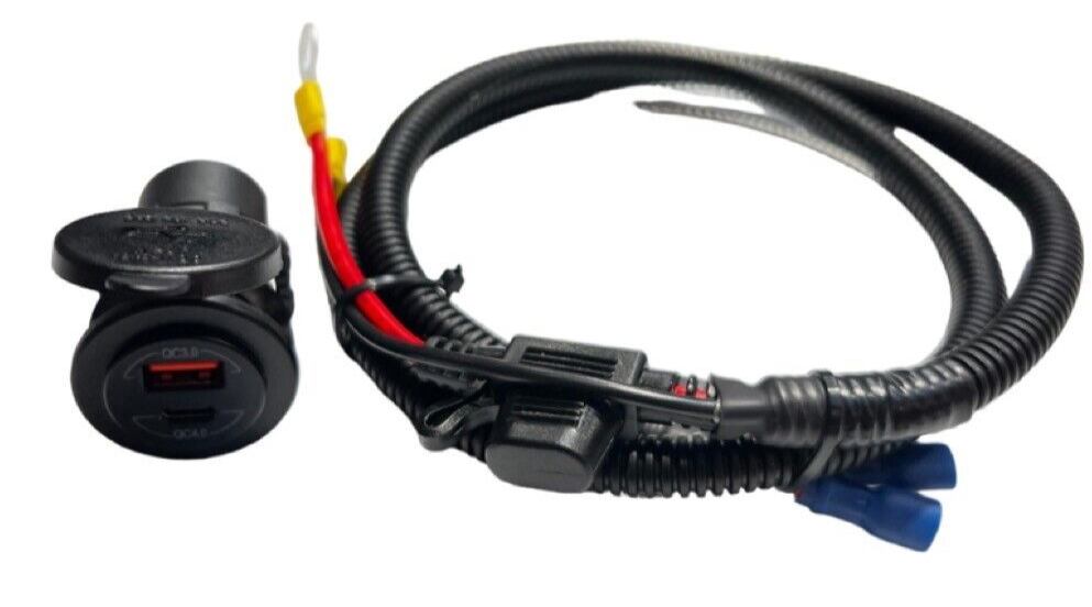 Dual quick charge USB 3.0 & USB-C pre wired charging outlet - for phones etc