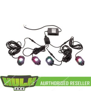 HULK 4x4 LED RGBW 4 pce Rock Lights kit Multi color and flashing modes Bluetooth