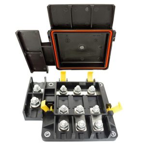WATERPROOF 3 WAY MEGA FUSE HOLDER 12 - 80V DC 500A MAX INPUT VIA MEGA FUSE