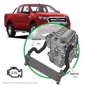 SAAS 2 Silicone Intercooler Hose & Clamp Kit fits Ford Ranger 3.2L 2011 - 2021