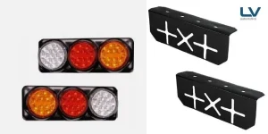 A pair LED Tail Light Stop Reverse Indicator Combination 12-24v inc brackets