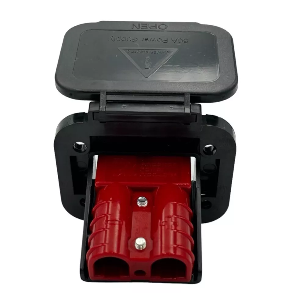 50Amp Anderson Plug Flush Mount Cover Assembly Weather Proof with cover + RED - Image 3
