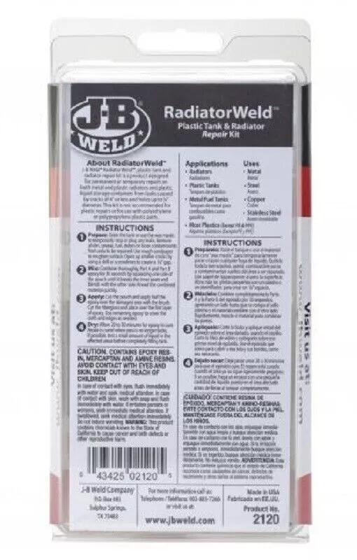 JB Weld Plastic Tank & Metal Radiator Tank Repair Kit Water Fluid Tank Leaks - Image 3