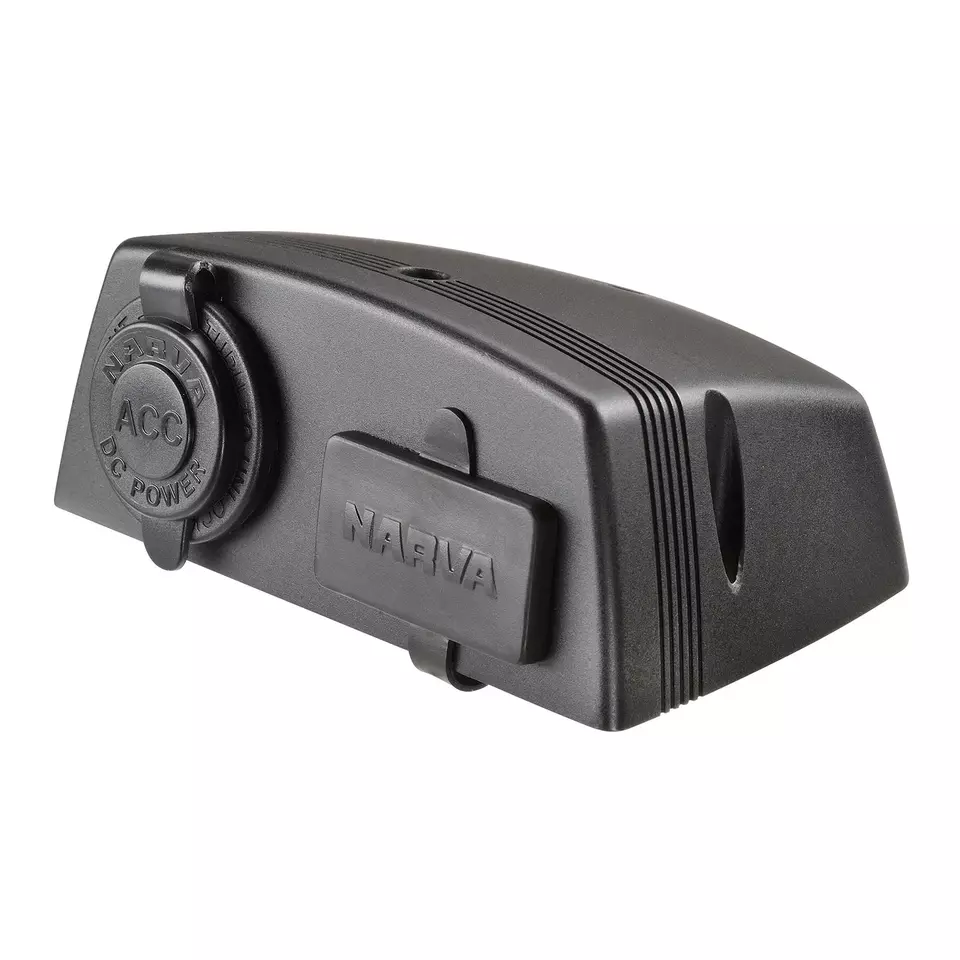 Narva 50Amp Anderson /Twin HDRV CIG/Acc Combo Surface Mount Cover Plate 81161BL - Image 2