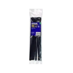 Narva Screw Mount fixing Mountable Head CABLE TIE 7.6 X 385MM 15” (25 pack)