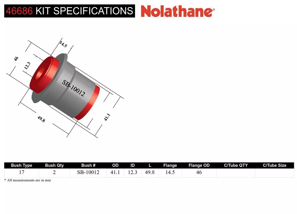 Nolathane 46686 Rear Axle Control Arm Lower Rear - Outer Bearing Kit suit Holden - Image 4