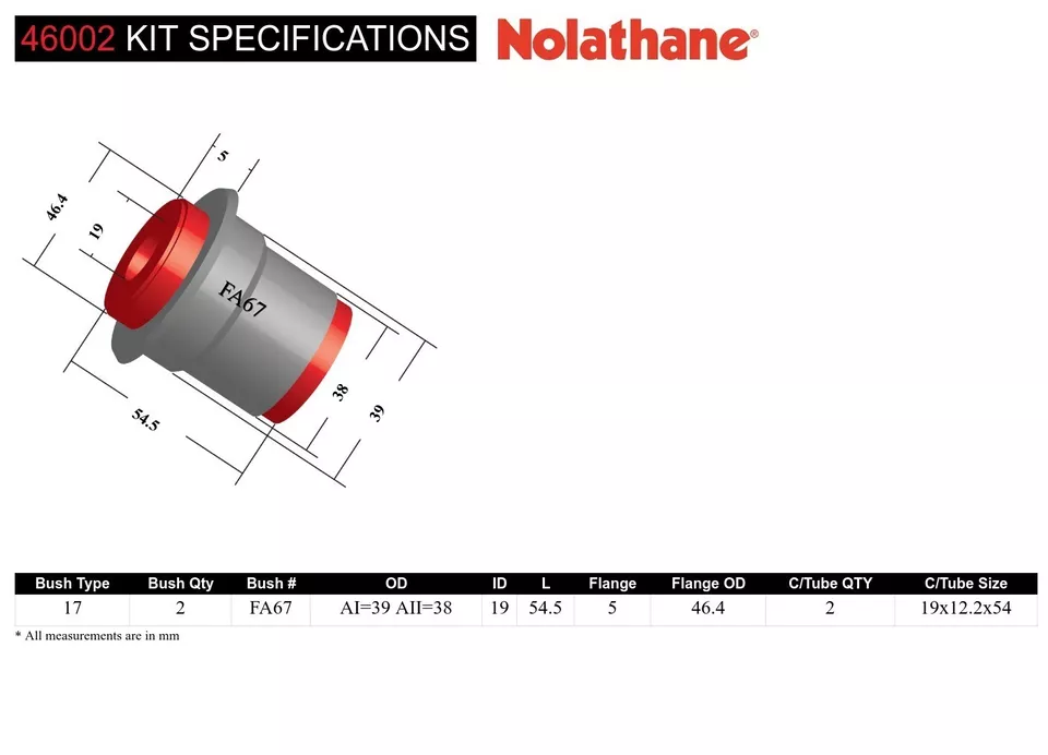 Nolathane REAR TRAILING Arm Upper Front BUSHING Kit suits Ford XE XF EA EB ED - Image 4