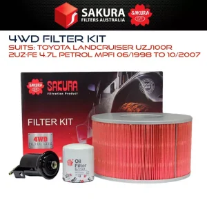 Sakura Filter Kit suits- 100 Series Toyota Landcruiser LX470 UZJ 06/1998-10/2007 - Image 2