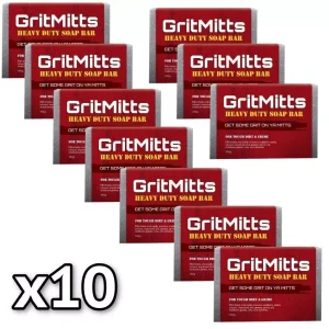 x10 100g Bars GRITMITTS Heavy Duty pumice Soap Bars Aussie Made