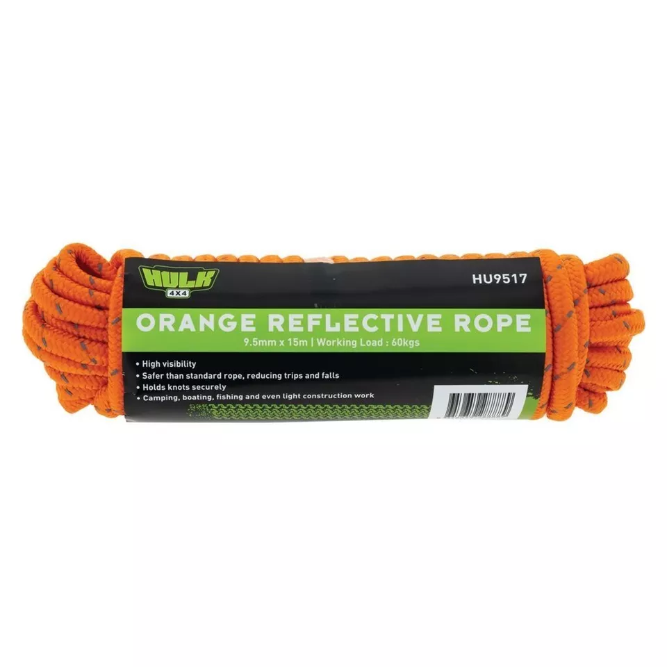 A Pair of HULK 4x4 ROPE RATCHETS 9.5mm & 15M REFLECTIVE ROPE (ORANGE) Pack - Image 4