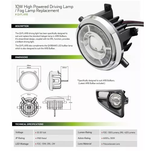 LED FOGLIGHT & INDICATOR SUIT ARB Summit BULLBAR DIRECT REPLACEMENT ADR 4WD - Image 2