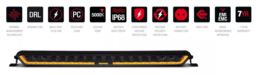 RoadVision Dynamilux Series 21" LED Light Bar mild curved design DRL function - Image 6