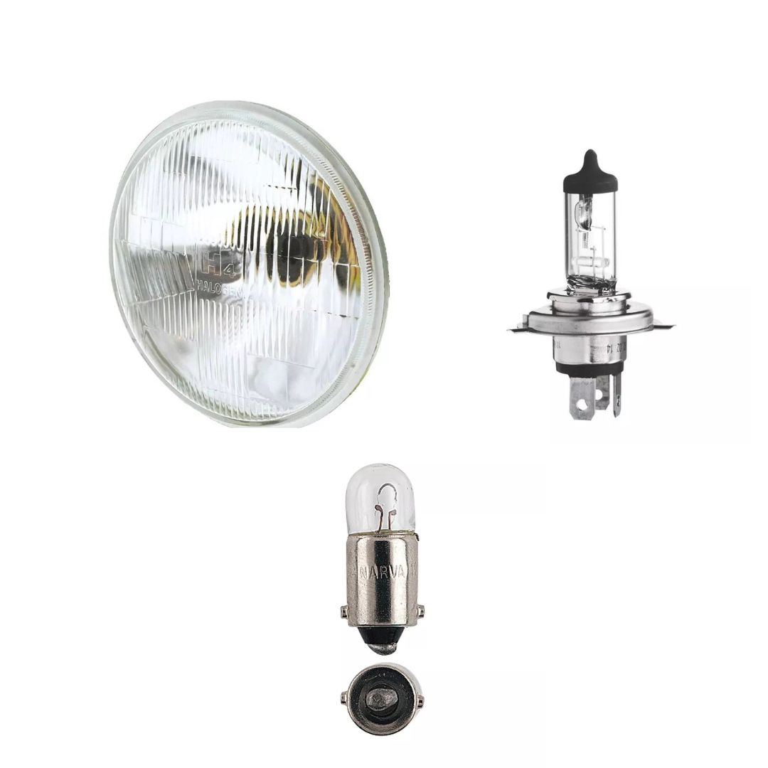 7" Round Semi Sealed Beam 178mm H4 HIGH/LOW Beam + Park Light Globes Included