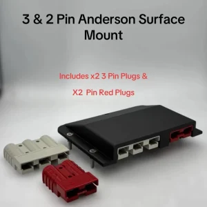 3 Pin & 2 Pin 50Amp Anderson Plug Surface Mount Panel Kit External Red Plugs x2