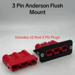 3 pin 50 Amp Anderson plug flush mount holder Cover + x2 Red plugs Dual Battery